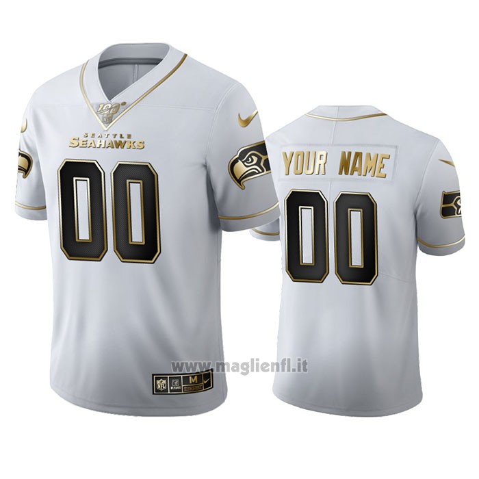 Maglia NFL Limited Seattle Seahawks Personalizzate Golden Edition Bianco